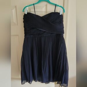 J Crew Arabelle Silk Navy Strapless Mini Dress